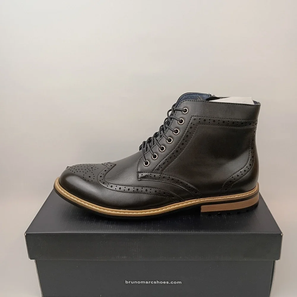 Bruno Marc Motorcycle BOOTS In Black Leather. Size 10 Men's/43.5 EU. Brand New